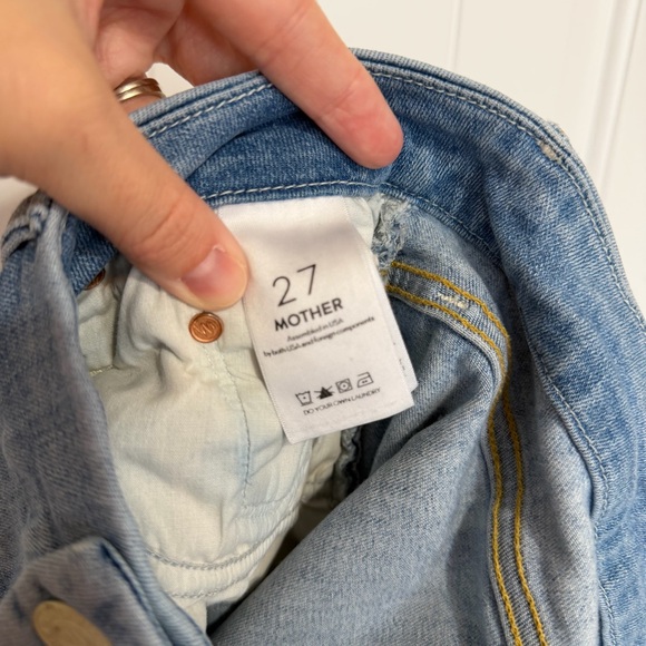 Mother Jeans The Looker Ankle Fray Women’s 27 Distressed Denim Blue Raw Hem - Picture 7 of 15